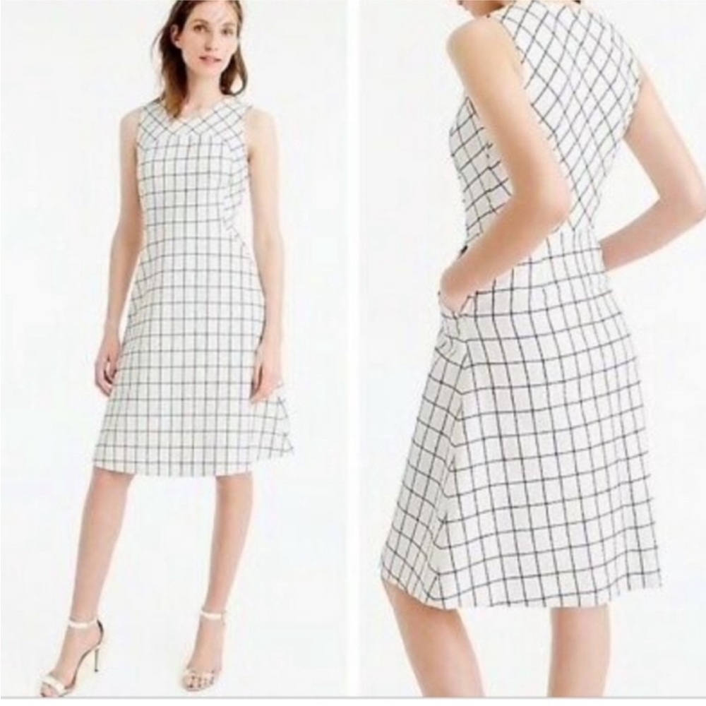 J Crew Windowpane Sleeveless Fit and Flare Dress